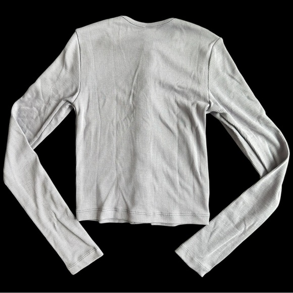 Outdoor Voices Cozy Ribbed Cropped Long Sleeve Cardigan Size XS in Earl Grey NWT - Picture 3 of 8